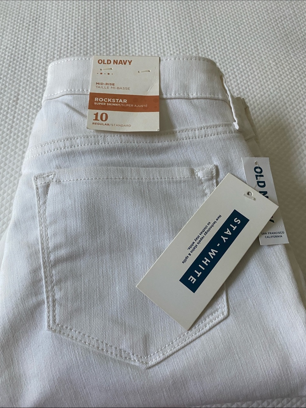 Old Navy Stay White Rockstar Mid-Rise Skinny Jeans - White